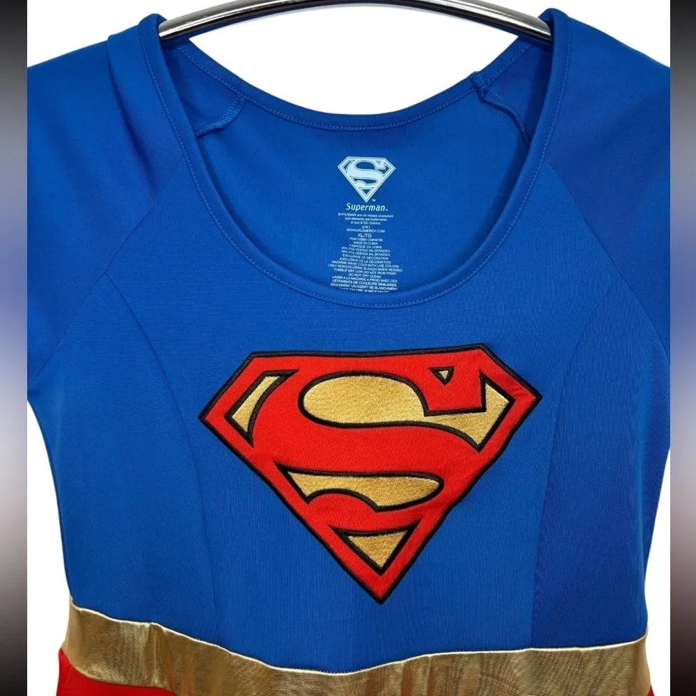 SuperMan Superwoman Halloween Costume - Blue, Red, and Gold, Youth Size XL
